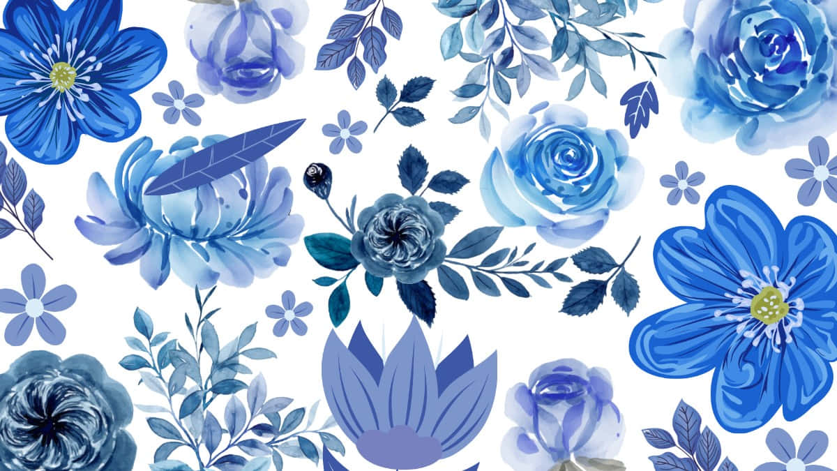 Blue Floral Pattern Background Wallpaper