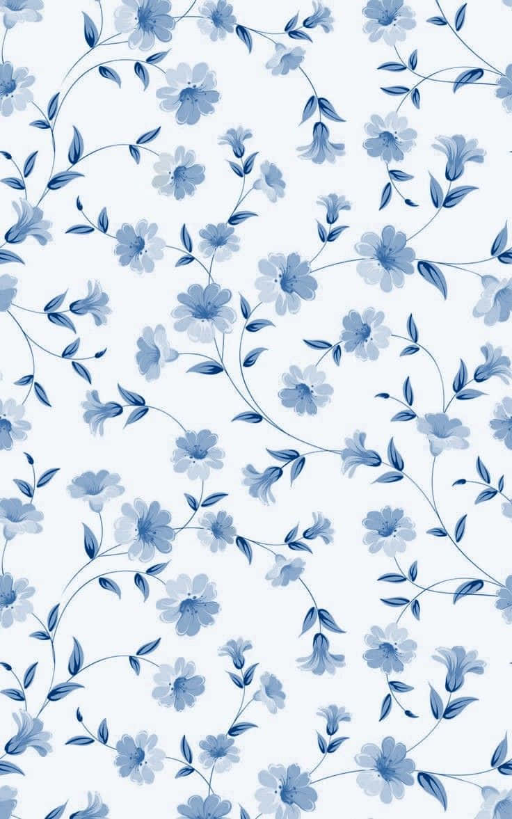 Blue Floral Pattern Background Wallpaper