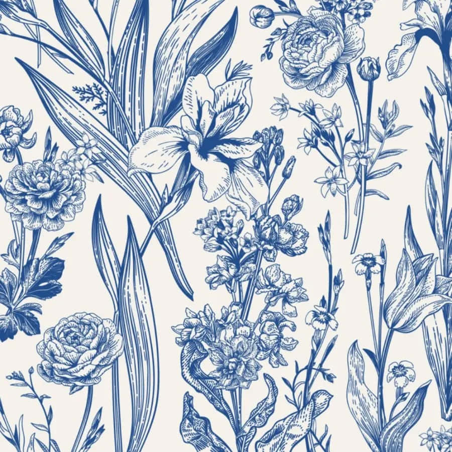 Blue Floral Pattern Design Wallpaper