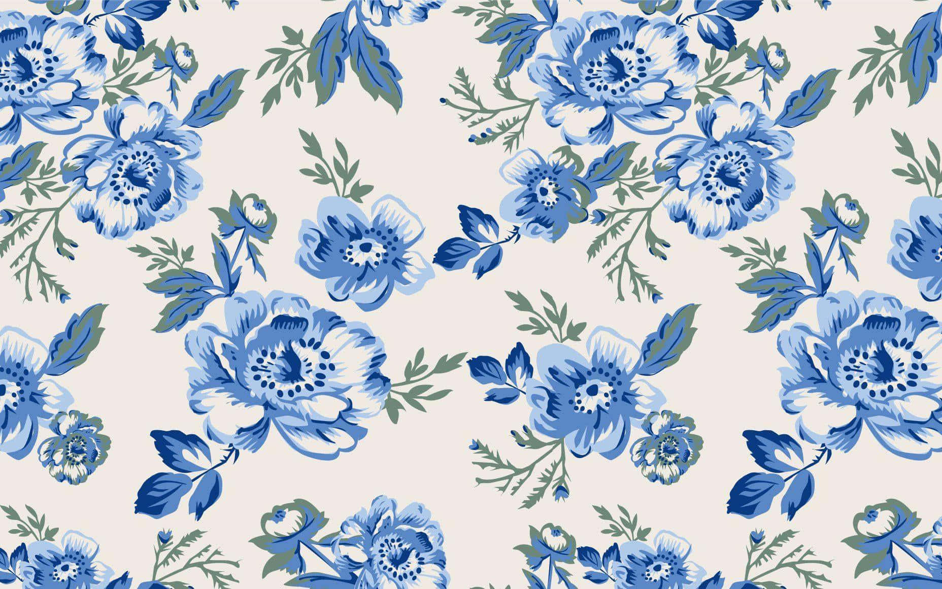 Blue Floral Pattern Design Wallpaper