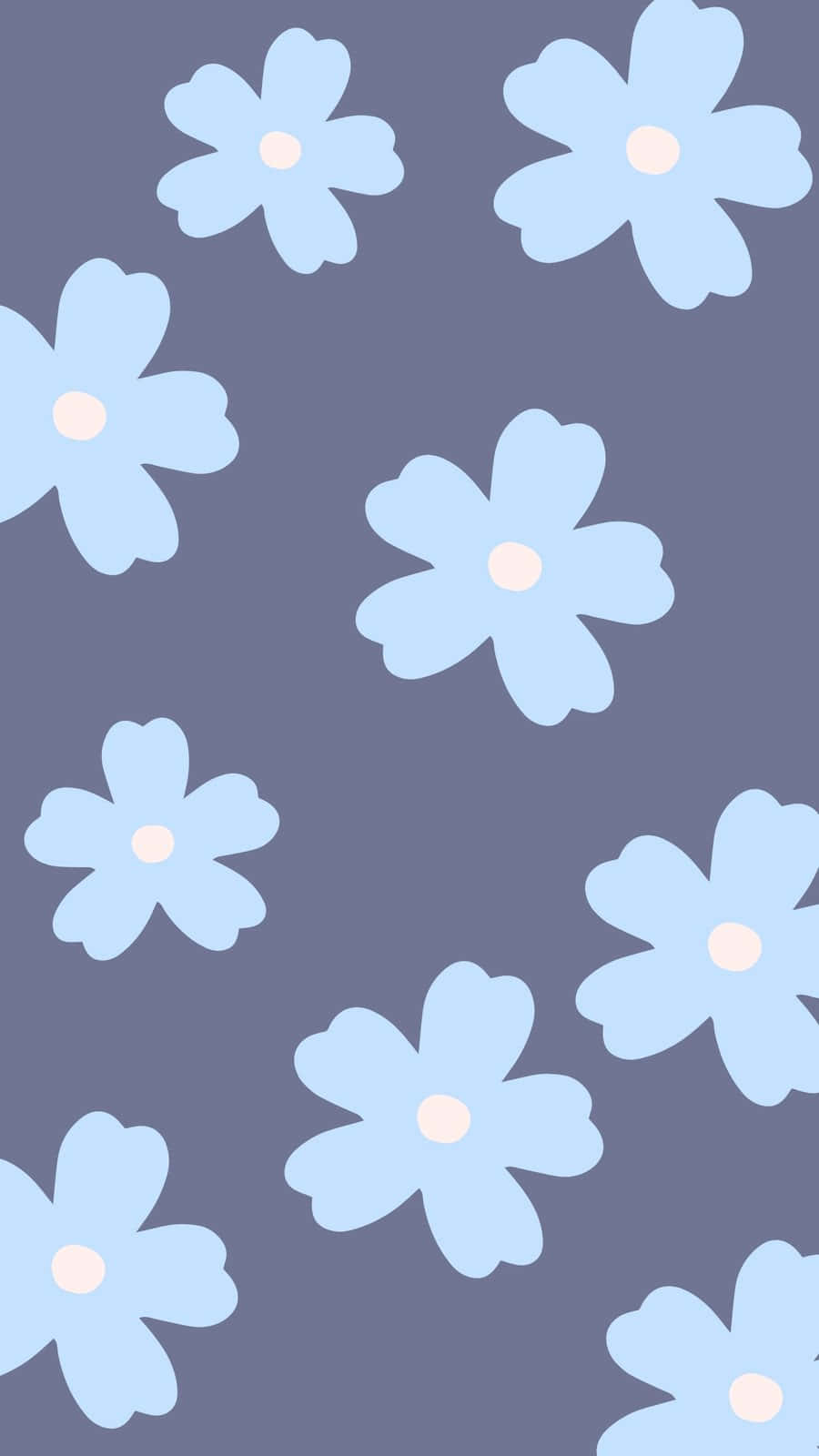 Blue Floral Patternon Grey Background Wallpaper