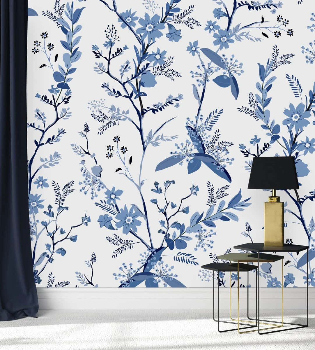 Blue Floral Wallpaper Interior Design Wallpaper