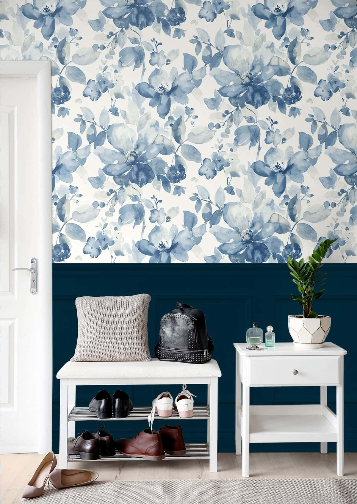 Blue Floral Wallpaper Interior Design Wallpaper