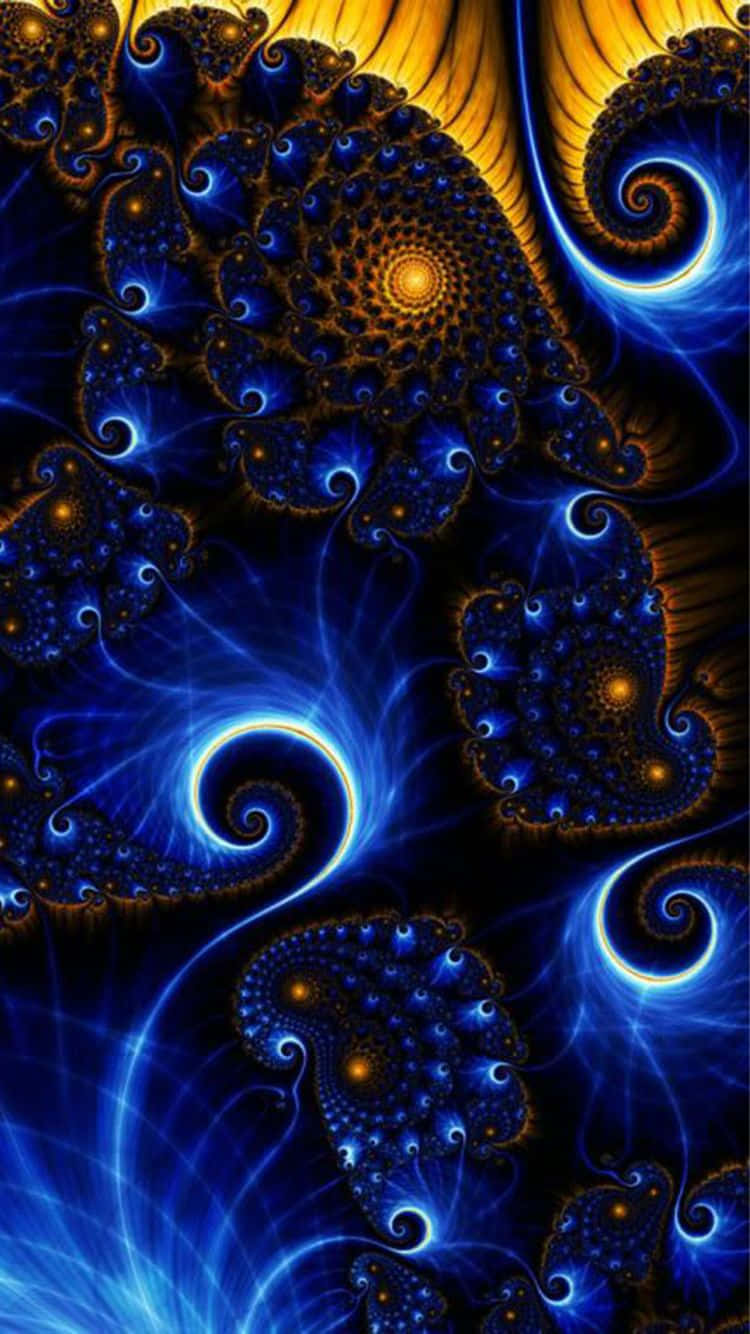 Blue_ Fractal_ Artwork_i Phone6_ Background Wallpaper