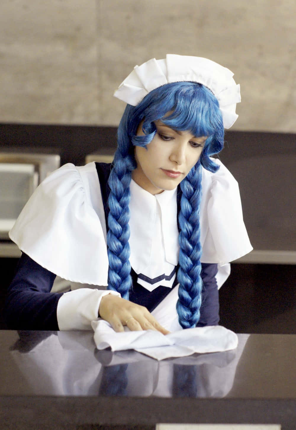 Blue Haired Maid Cosplay Wallpaper