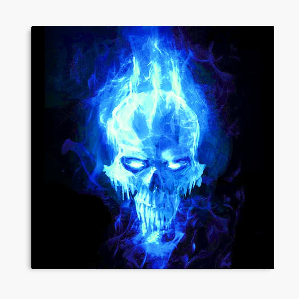 Blue Inferno Skull Art Wallpaper