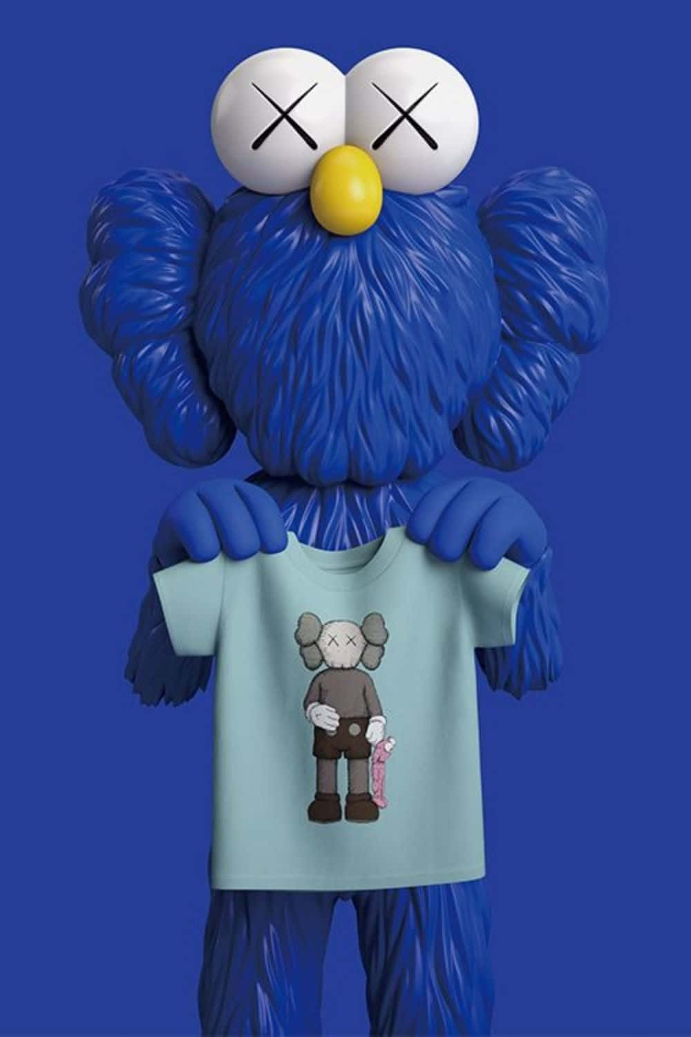 Blue Kaws Character With Companion Shirt Wallpaper