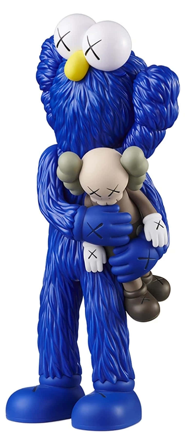 Blue Kaws Hugging Figure Sculpture Wallpaper