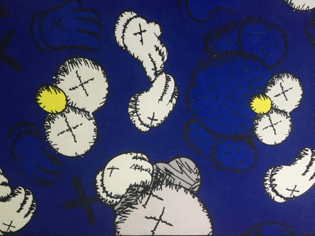 Blue Kaws Pattern Artwork Wallpaper