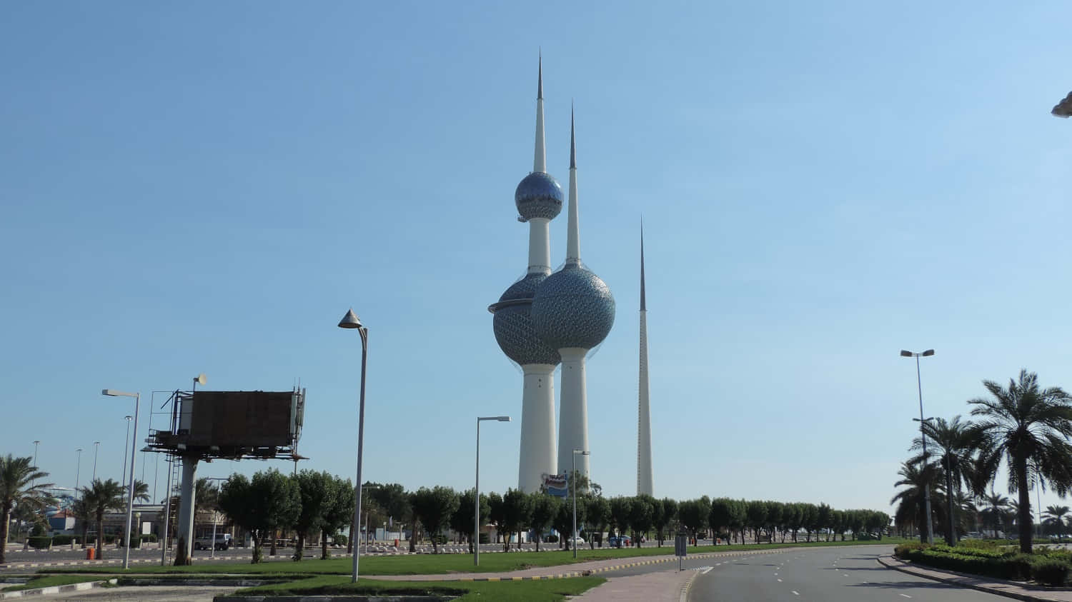 Blue Kuwait Towers Aesthetic Wallpaper