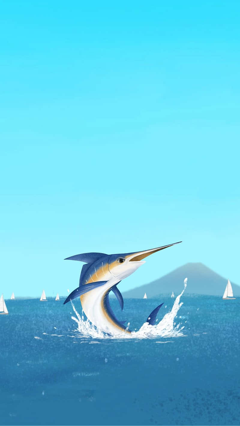 Blue Marlin Leaping Outof Water Wallpaper