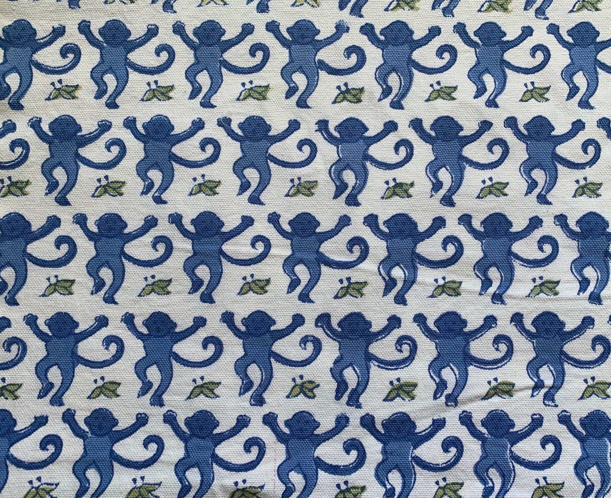 Blue Monkey Pattern Fabric Wallpaper