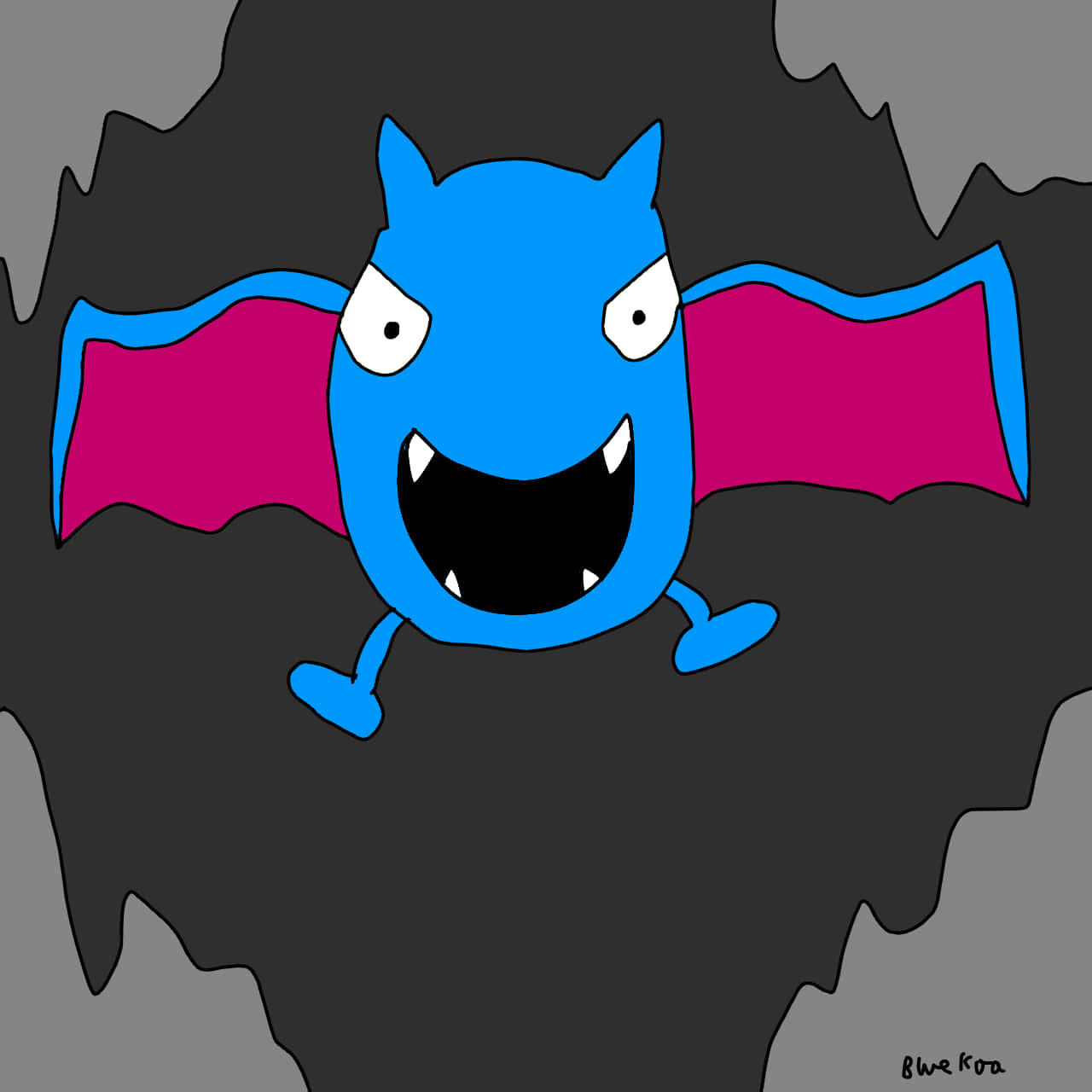 Blue Pink Golbat Artwork Wallpaper