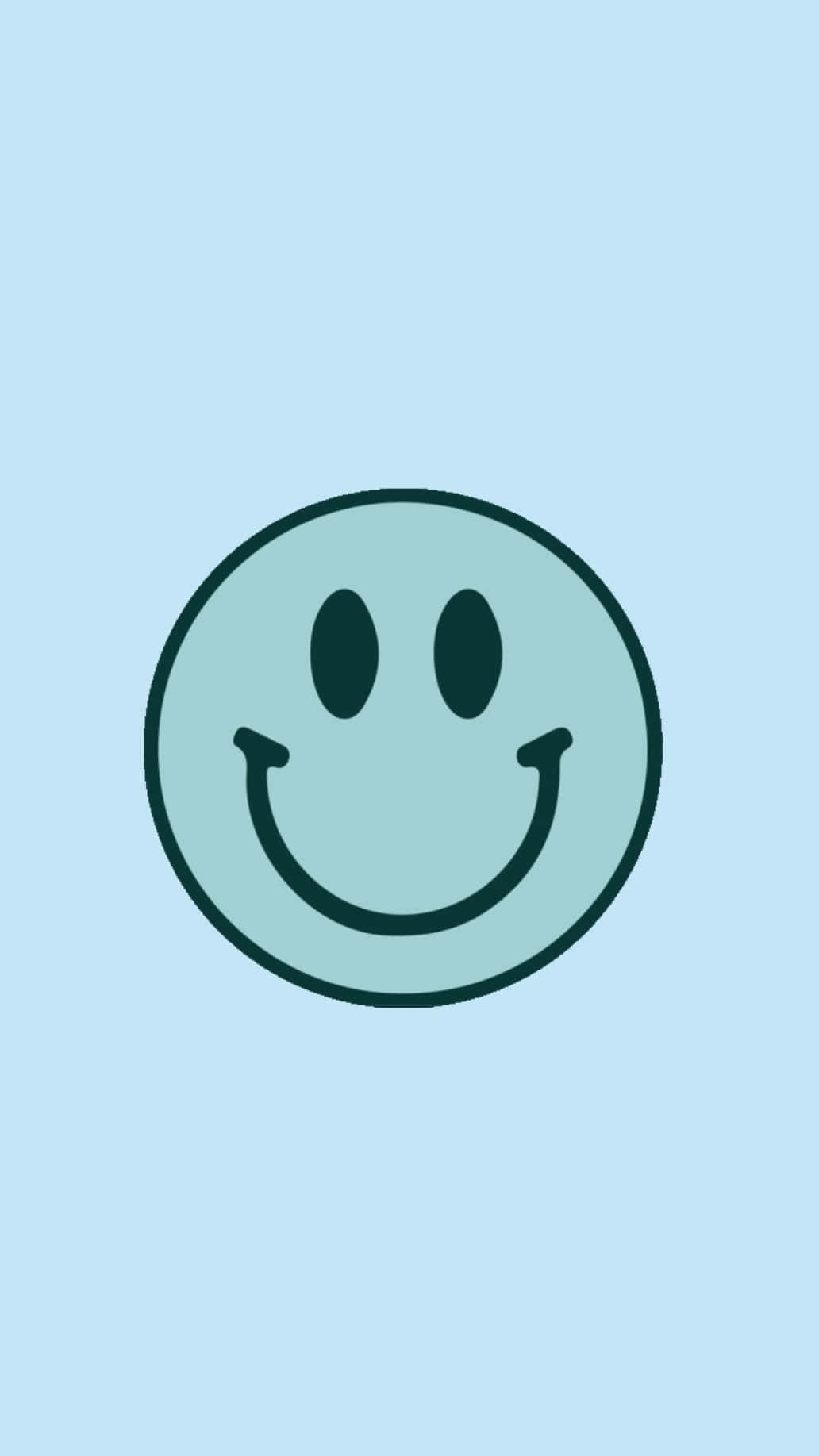 Blue_ Preppy_ Smiley_ Face_ Graphic Wallpaper