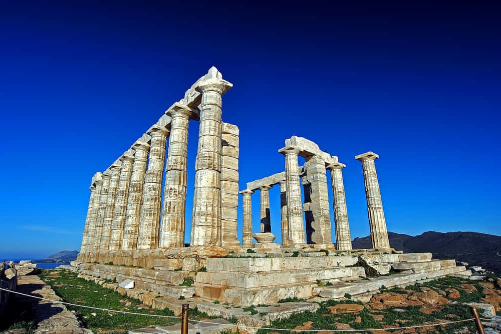 Blue Sky At Temple Of Poseidon Wallpaper