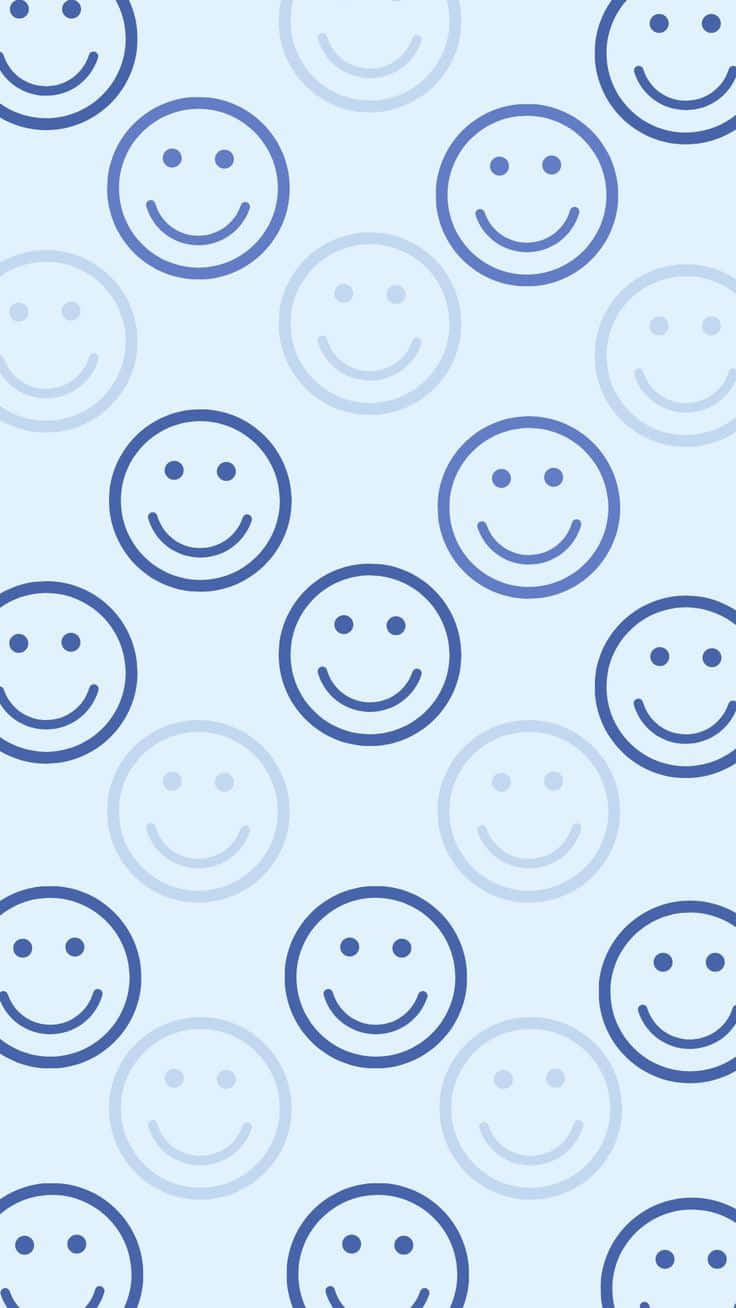 Blue Smiley Face Pattern Background Wallpaper