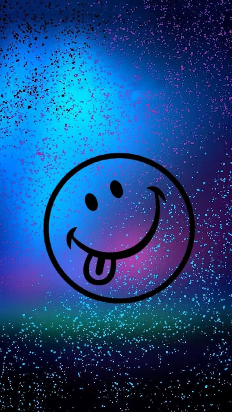 Blue Smiley Face Starry Background.jpg Wallpaper