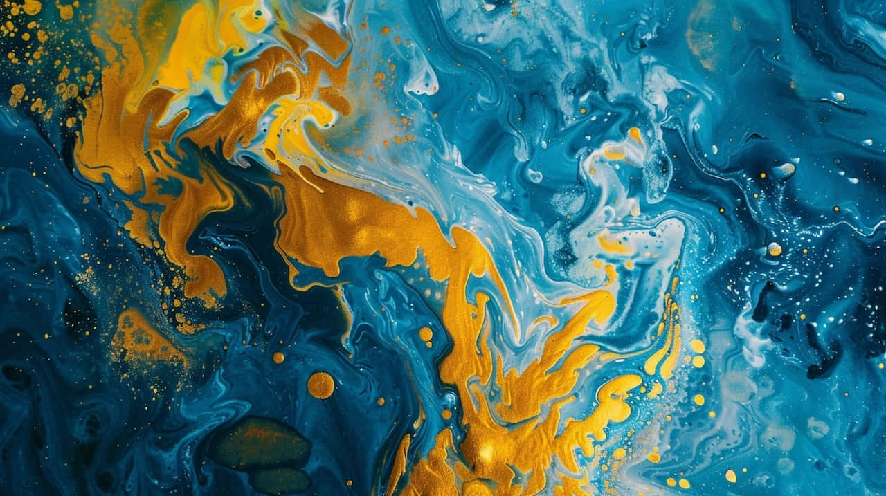 Blue Yellow Abstract Art Wallpaper