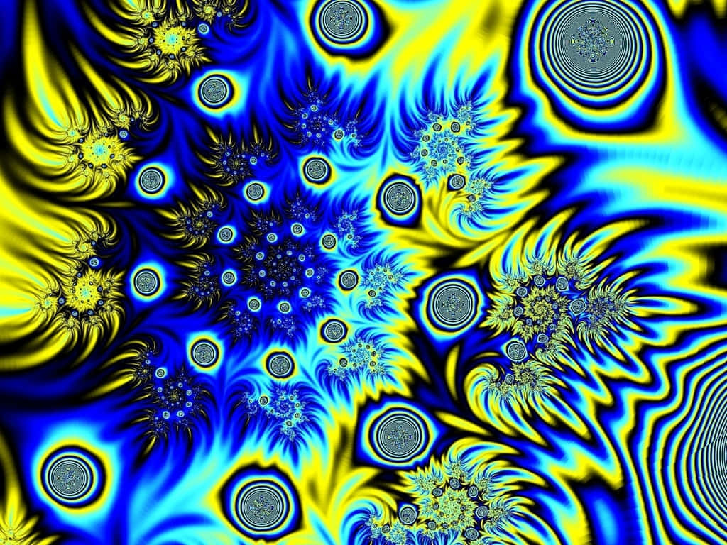 Blue Yellow Fractal Art Wallpaper