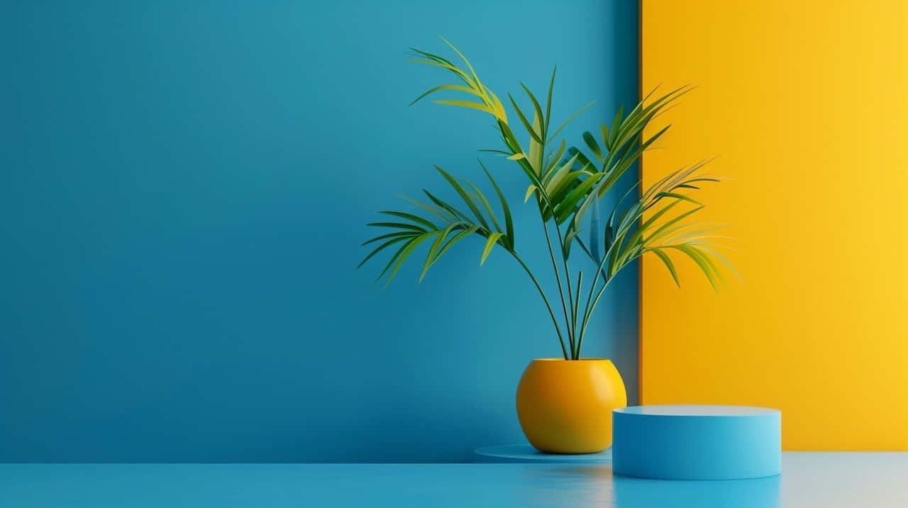 Blue Yellow Interior Decor Wallpaper