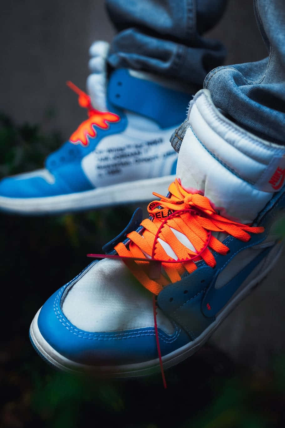 Blueand Orange Sneakers Closeup Wallpaper