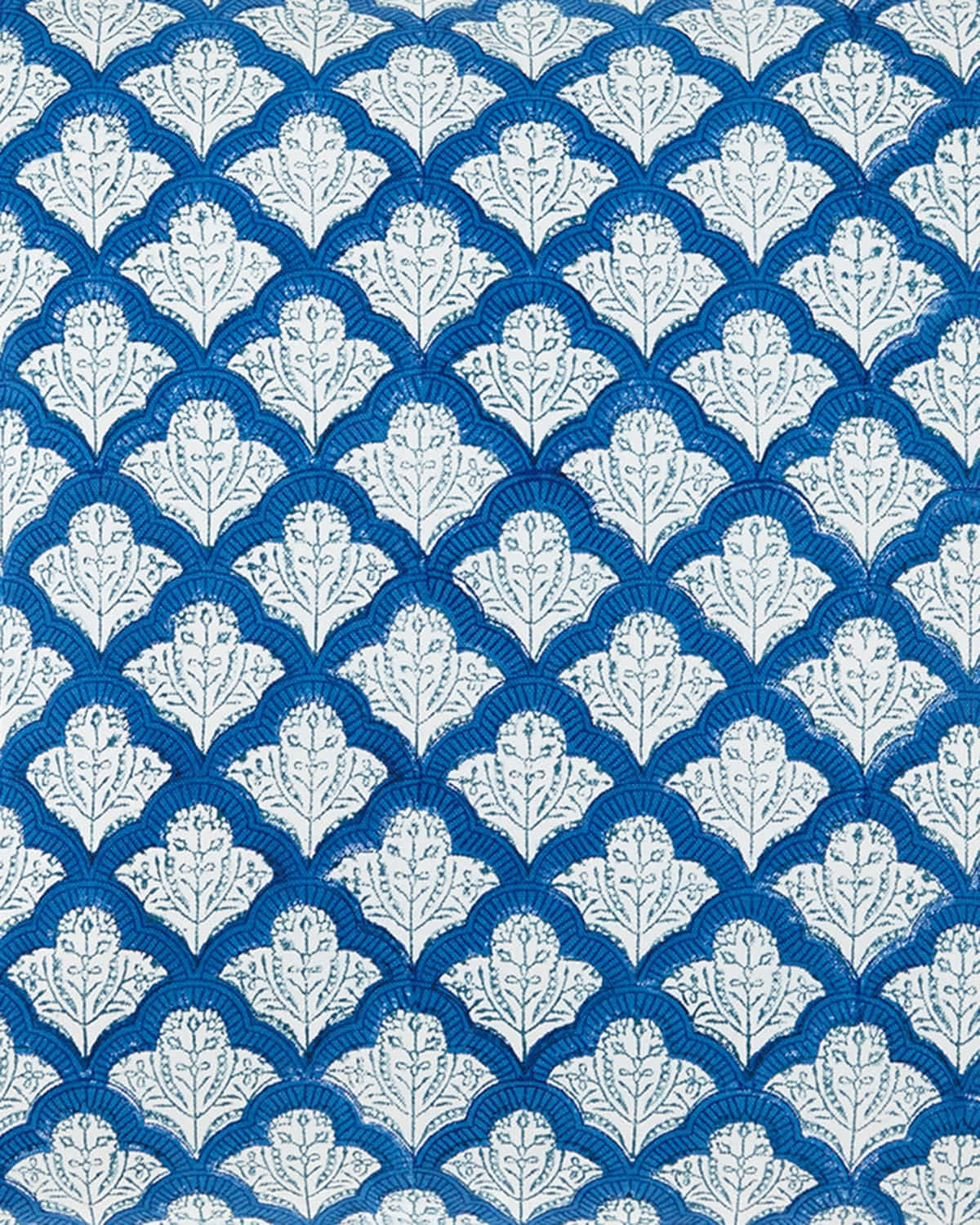 Blueand White Floral Print Fabric Wallpaper