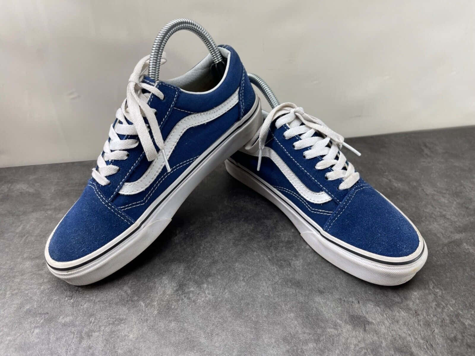 Blueand White Skate Shoeson Display.jpg Wallpaper