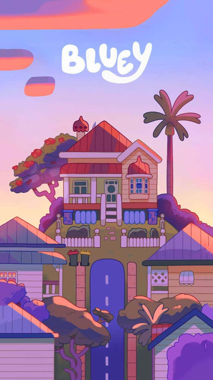 Bluey Animated Show House Illustration Wallpaper