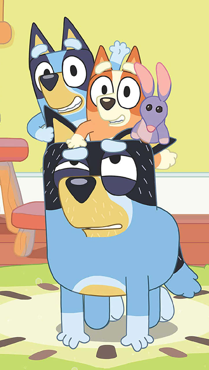 Blueyand Family Cartoon Fun Wallpaper