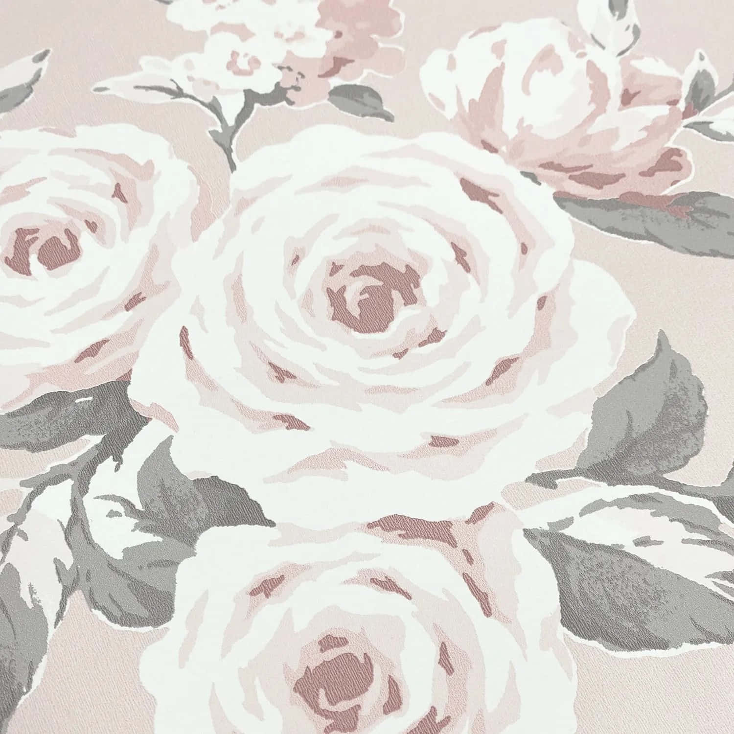 Blush Rose Pattern Textile Wallpaper