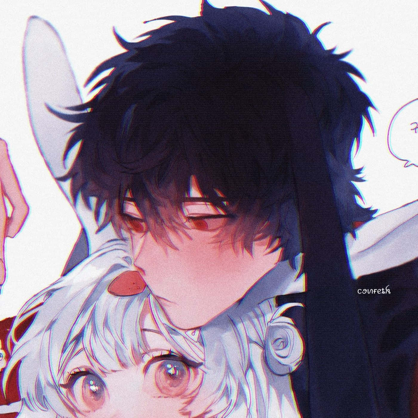 Blushing Duo Matching Couple Pfp Wallpaper