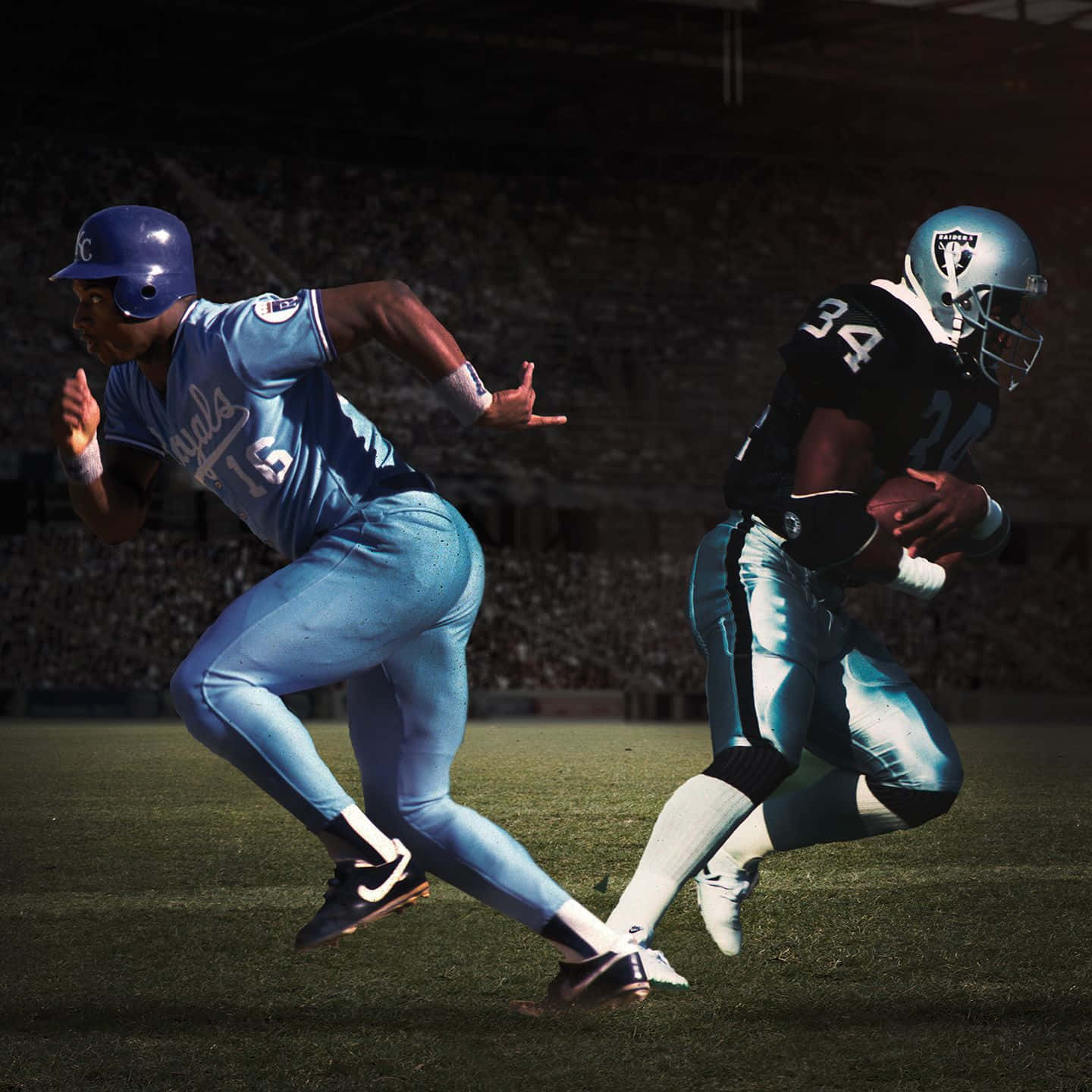 Bo Jackson Running In Two Uniforms Wallpaper