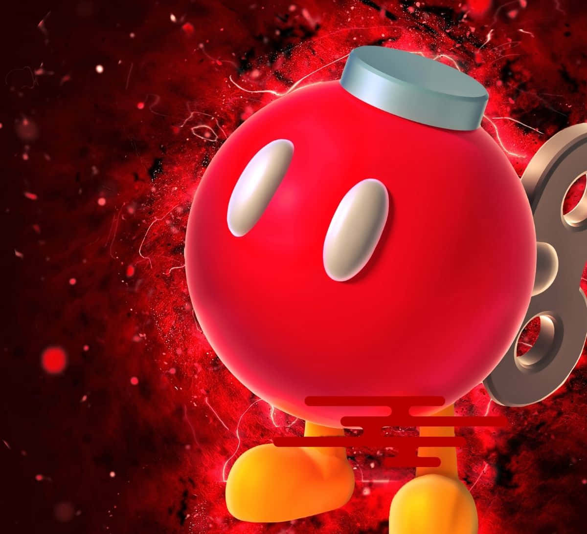 Bob-omb Explodes On Screen In A Colorful Display Wallpaper