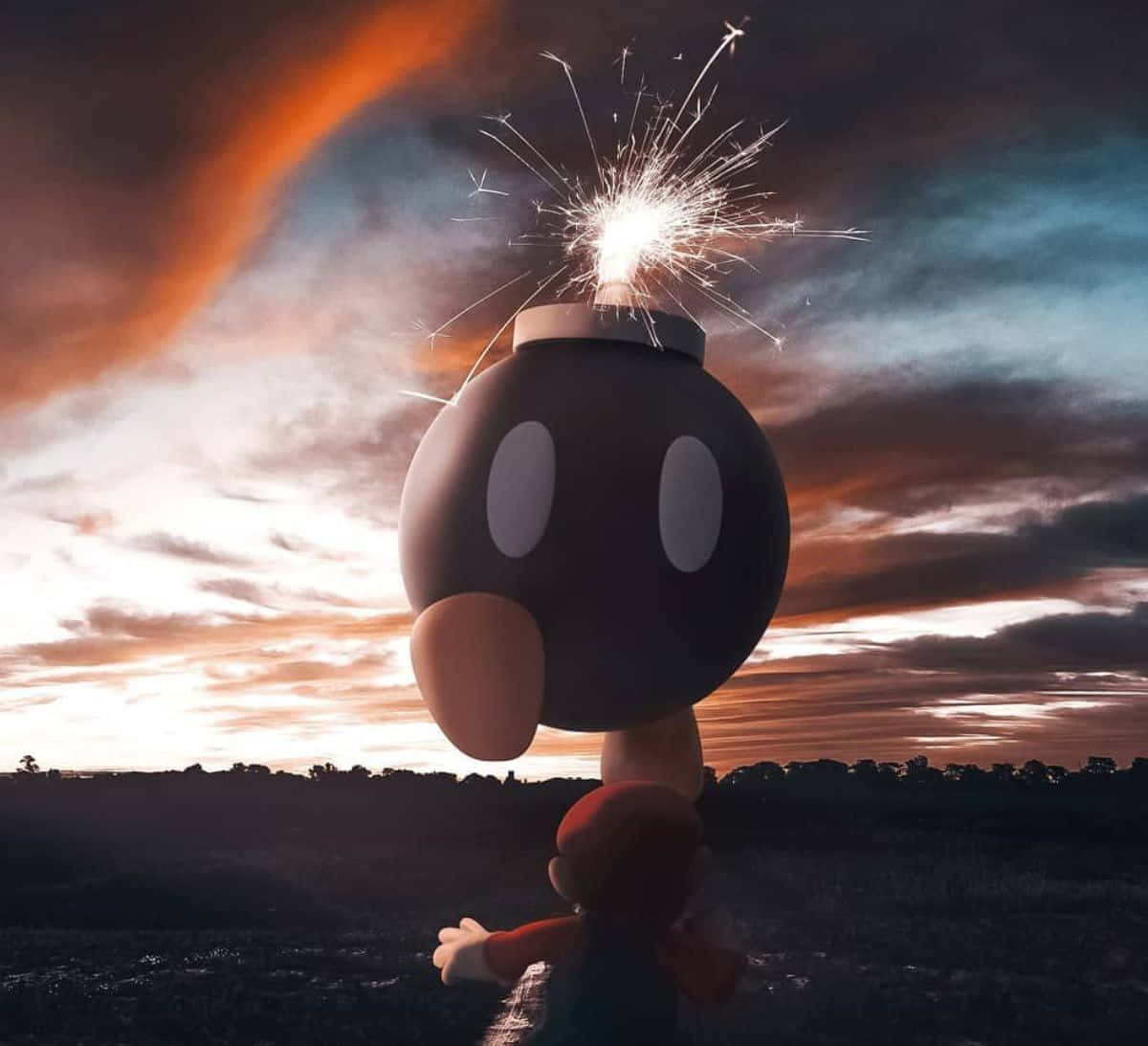 Bob-omb Exploding On A Battle Field Wallpaper