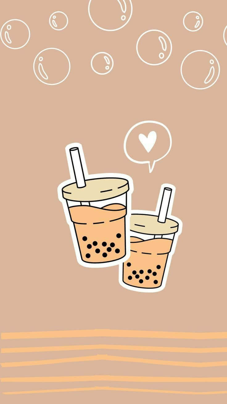 Boba Love Aesthetic Wallpaper Wallpaper