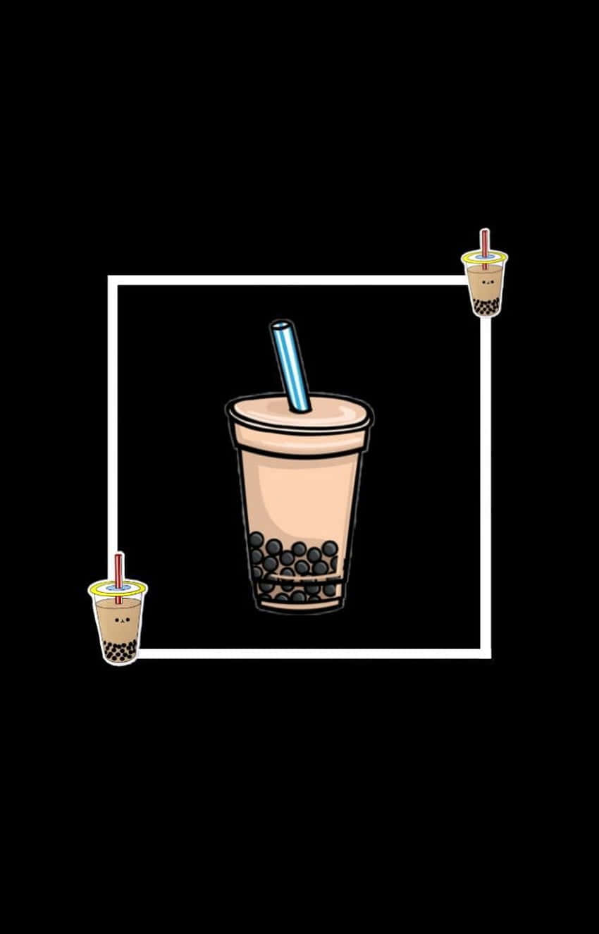 Boba Tea Cartoon Art Wallpaper