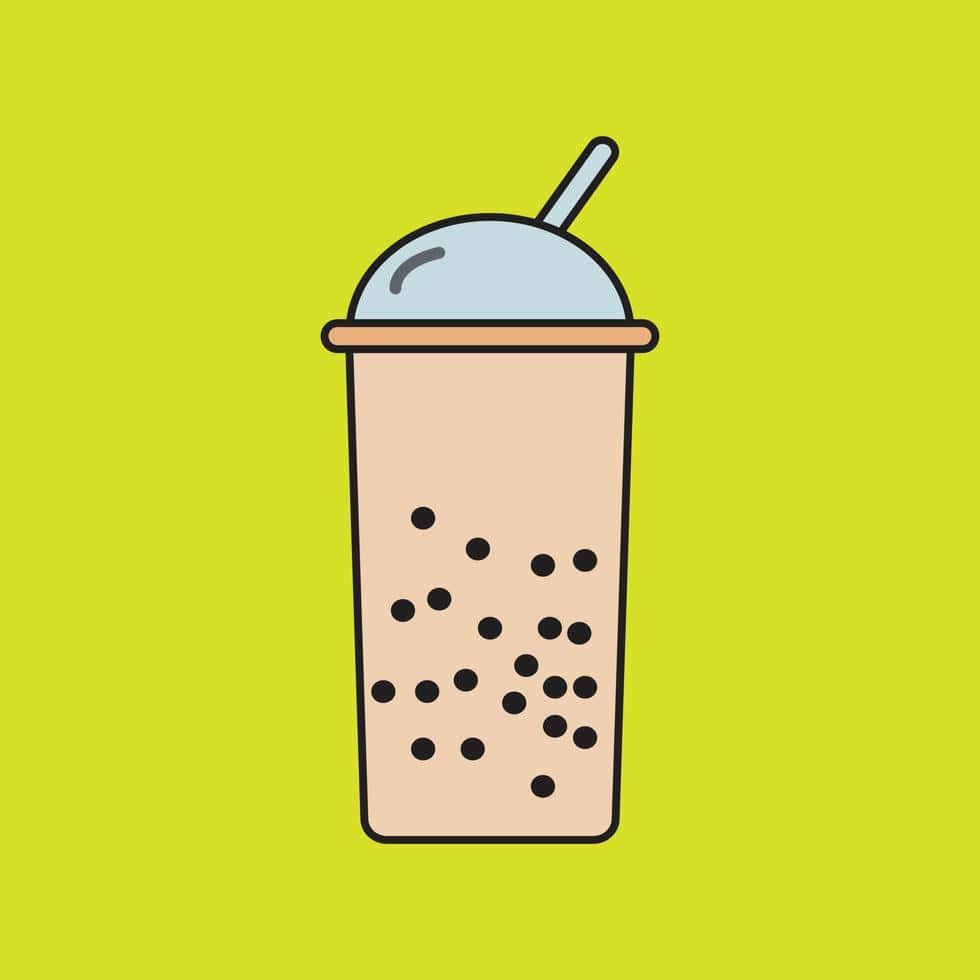 Boba Tea Cartoon Illustration Wallpaper