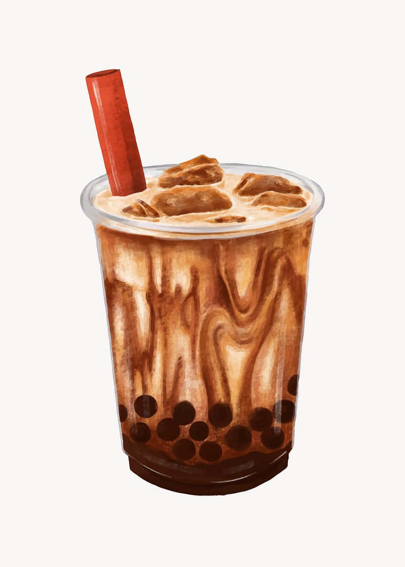 Boba Tea Illustration Artistic Wallpaper