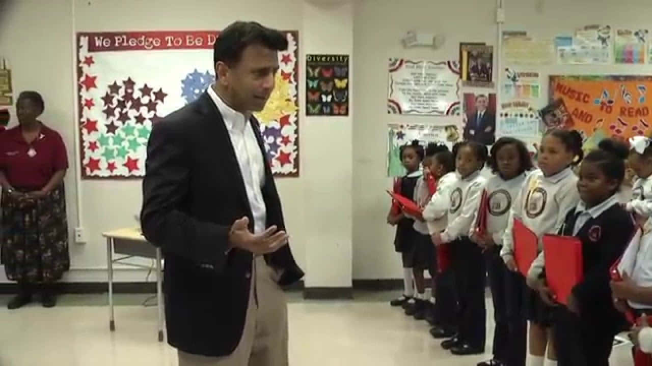 Bobby Jindal Speaking With Kids Wallpaper