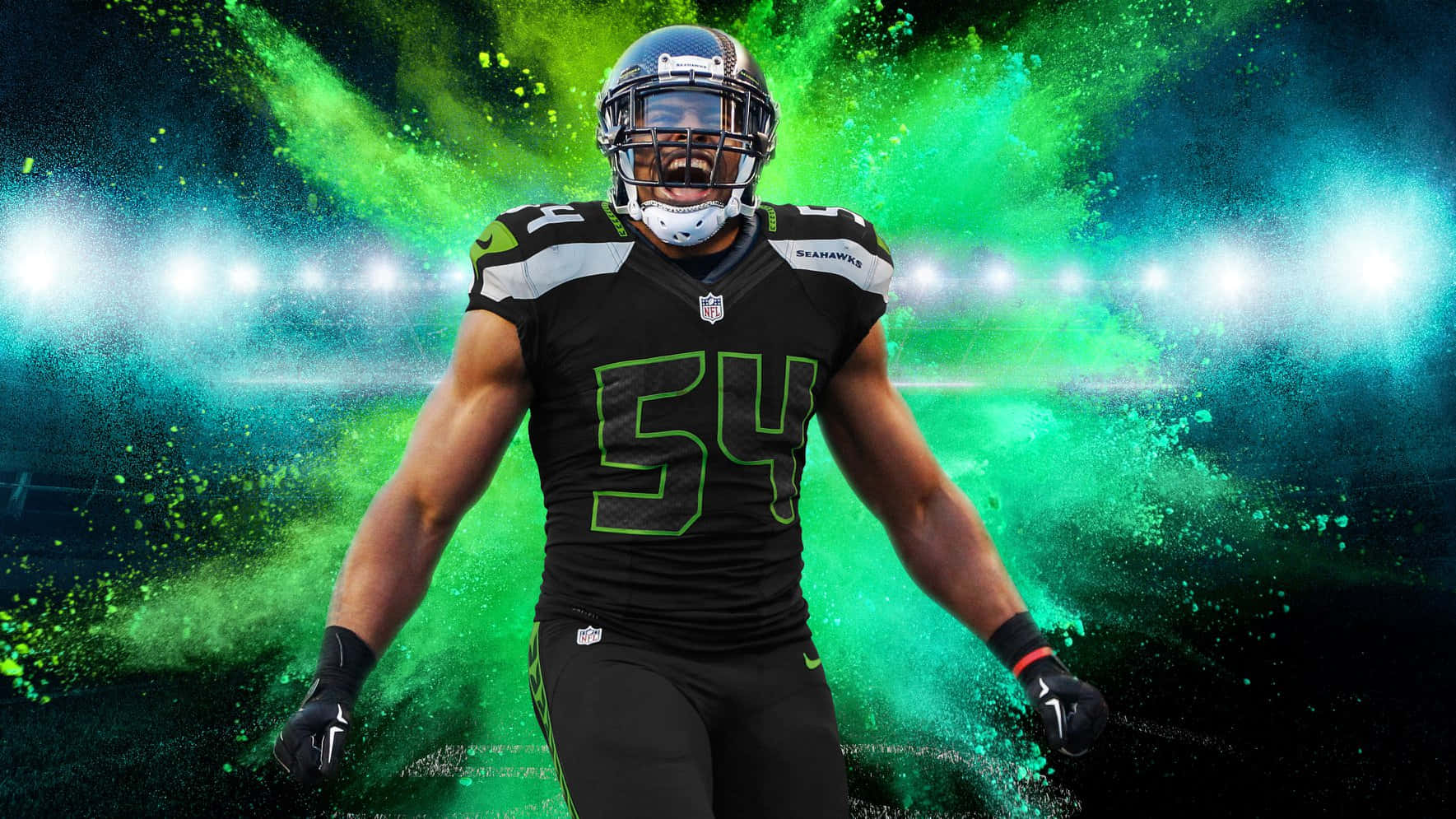 Bobby Wagner Energetic Football Pose Wallpaper