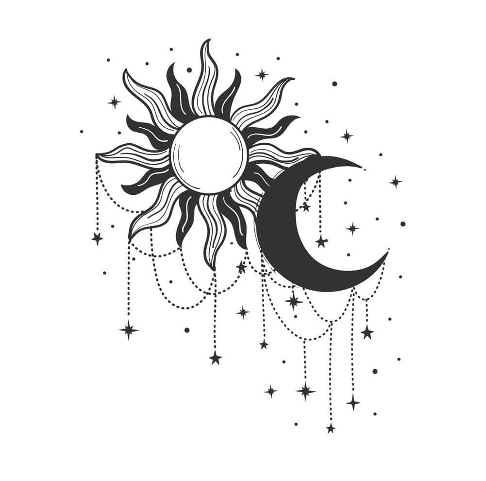 Bohemian Sun Moon Art Wallpaper