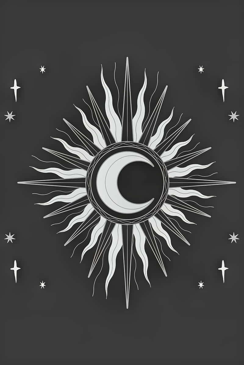 Bohemian Sun Moon Art Wallpaper