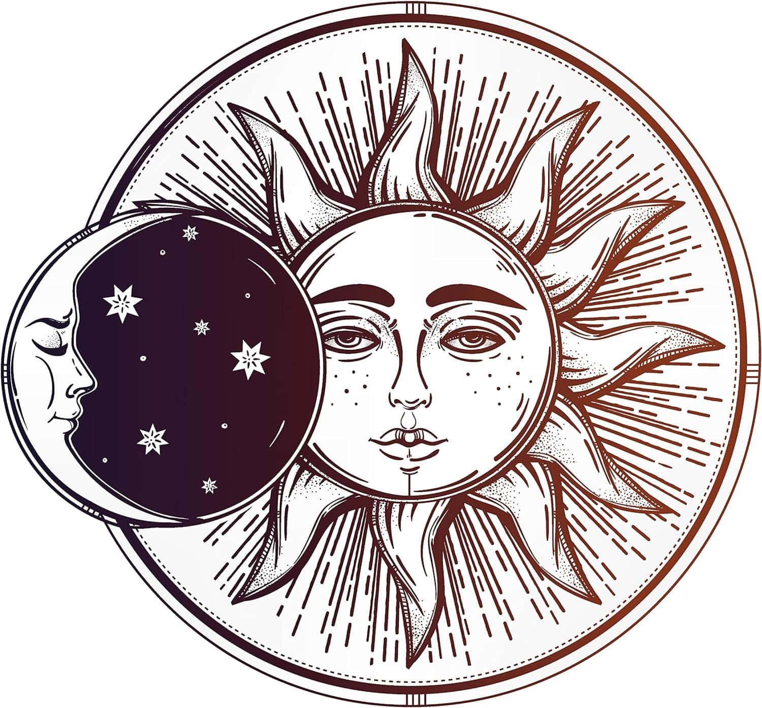 Bohemian Sun Moon Art Wallpaper