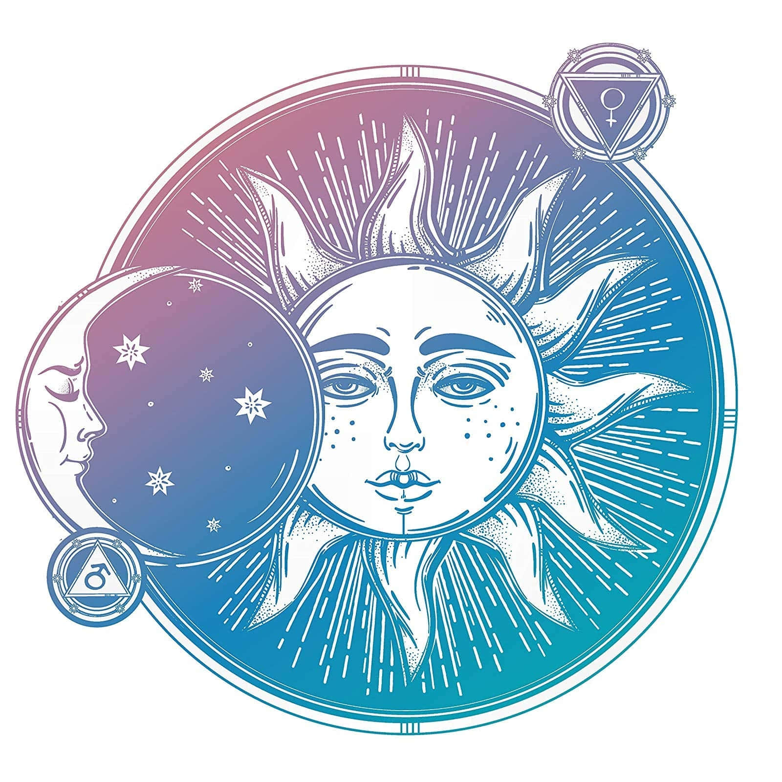 Bohemian Sun Moon Art Wallpaper