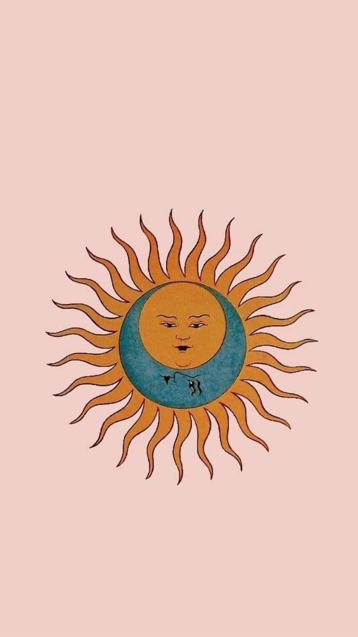 Bohemian Sun Moon Art Wallpaper