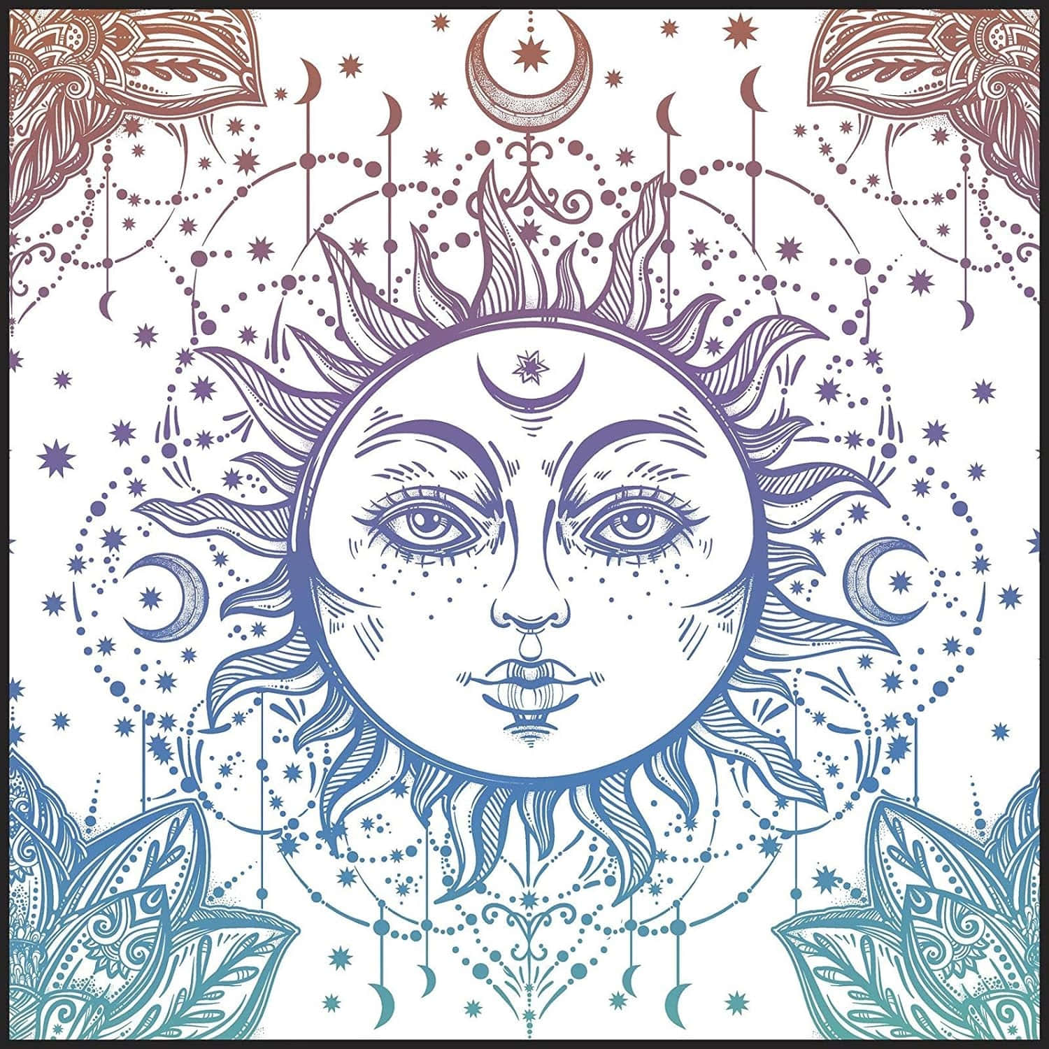 Bohemian Sun Moon Artwork Wallpaper