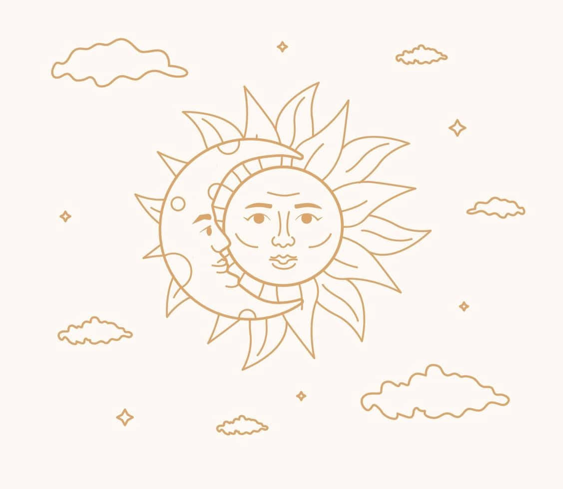 Bohemian Sun Moon Artwork Wallpaper