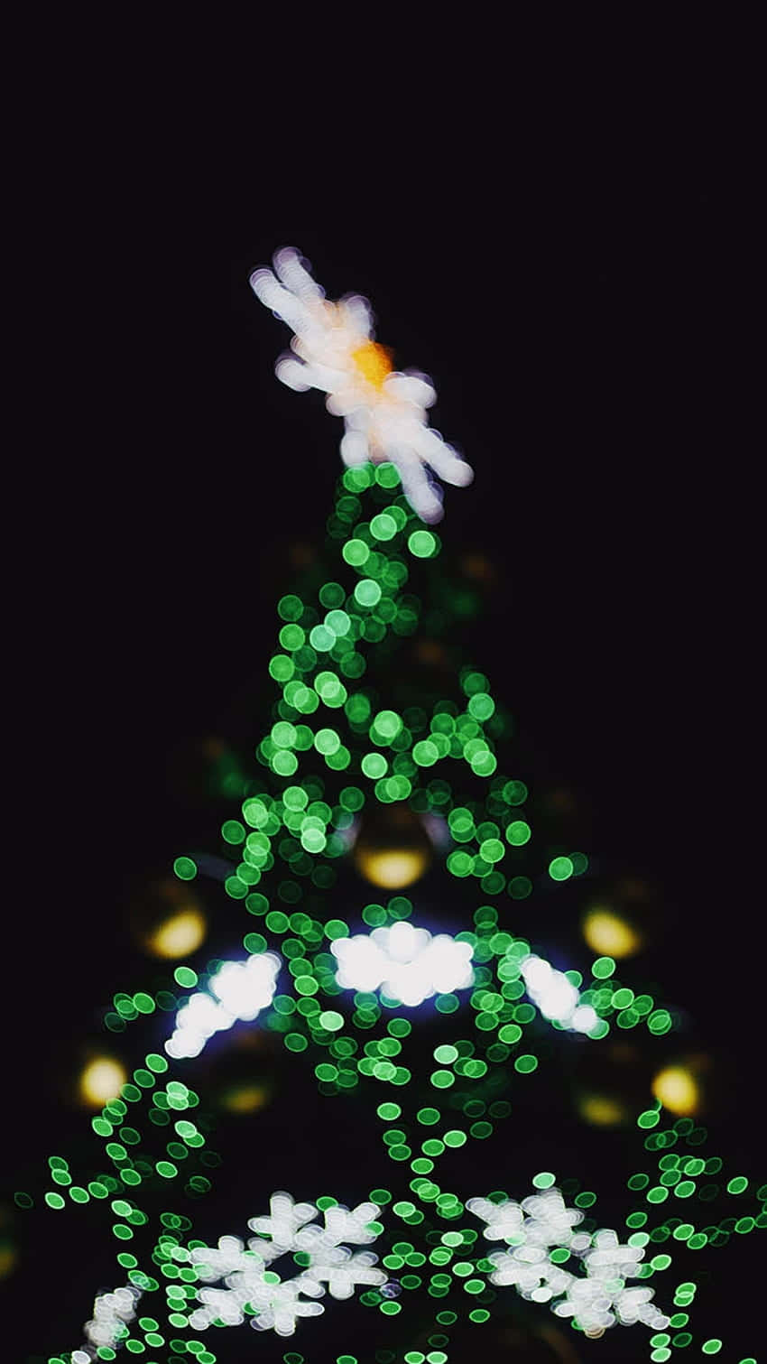 Bokeh Christmas Tree Lights Dark Background Wallpaper