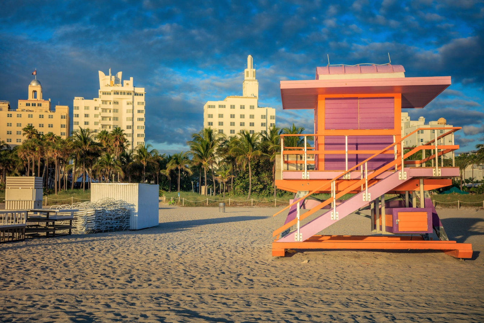 Bold & Colorful Lifeguard House On Miami Beach Wallpaper