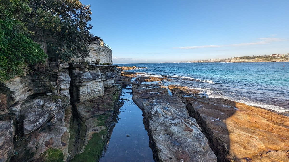 Bondi_ Beach_ Rocky_ Coastline_ View Wallpaper